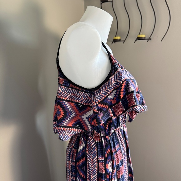 Angie Women's Sleeveless Babydoll Aztec Maxi Dress Spaghetti Strap Small Boho - Picture 8 of 16